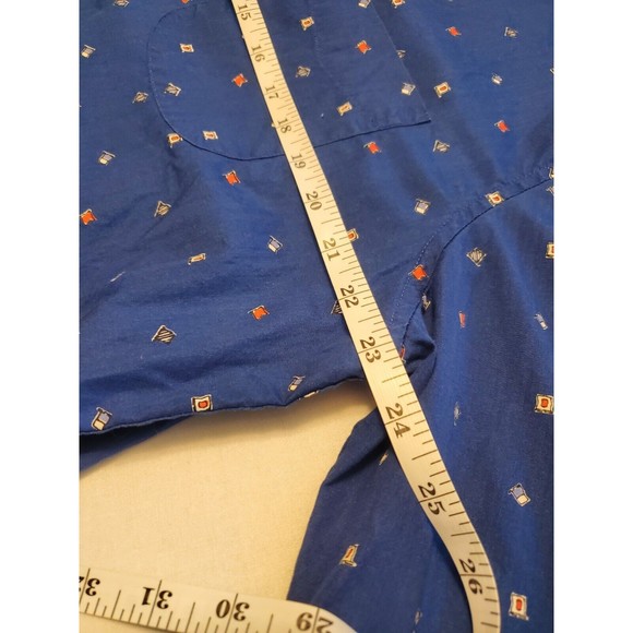 J. Crew Men's Secret Wash Cotton Poplin Button Up Shirt Nautical Flag Size Large - Picture 6 of 10